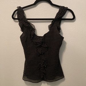 Ralph Lauren Petite Silk Polka Dot ruffle top